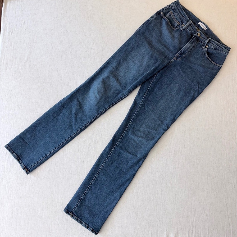 Good American Good Legs Straight Long Jeans Blue High Rise Size 8 29 - Picture 8 of 9